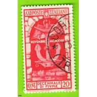 Decennale Fiume francobollo usato  cent 20 -1933 - Guarda l'immagine