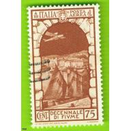 Decennale Fiume francobollo usato posta aerea cent 75 -1933