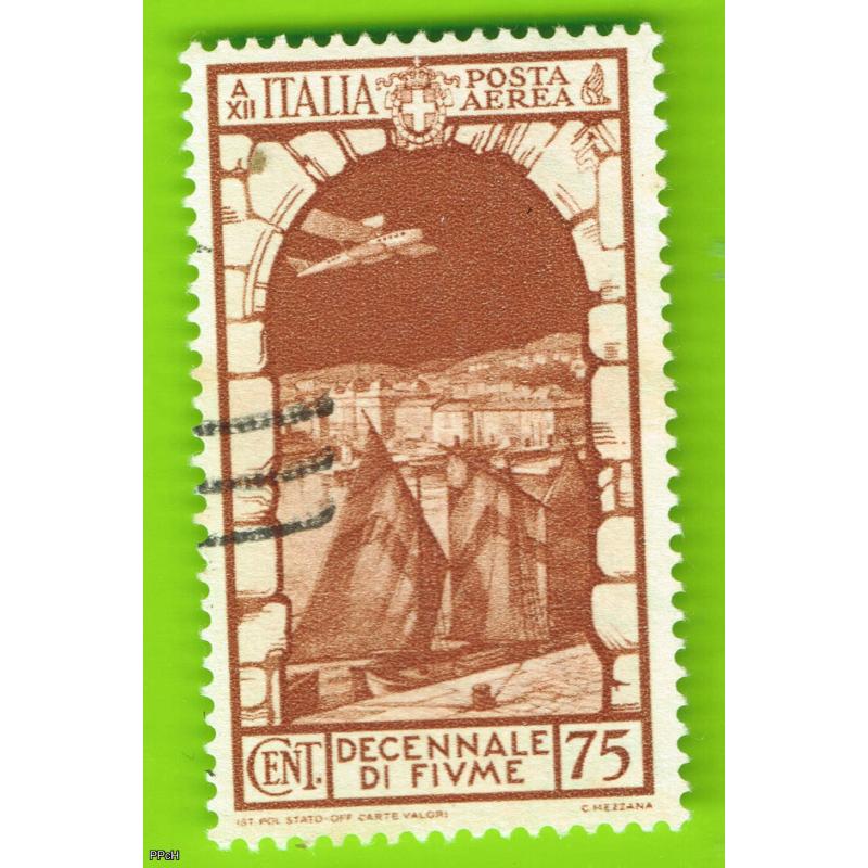 Decennale Fiume francobollo usato posta aerea cent 75 -1933