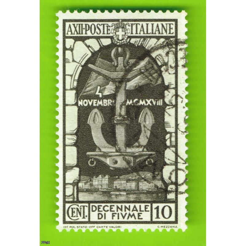 Decennale Fiume francobollo usato  cent 10 -1933 - Guarda l'immagine