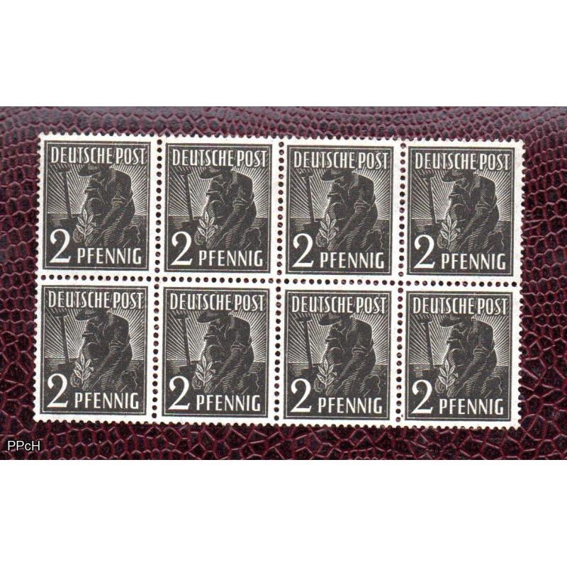 Blocco 2 pfenning , 8 esemplari nuovi mnh