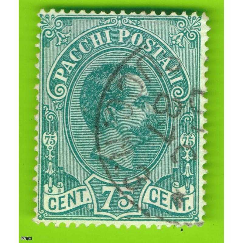 Pacchi postali Umberto I - 1889, francobollo da 75 cent usato