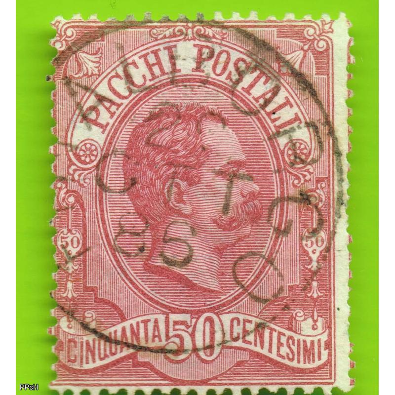 Pacchi postali Umberto I - 1889, francobollo da 50 cent usato