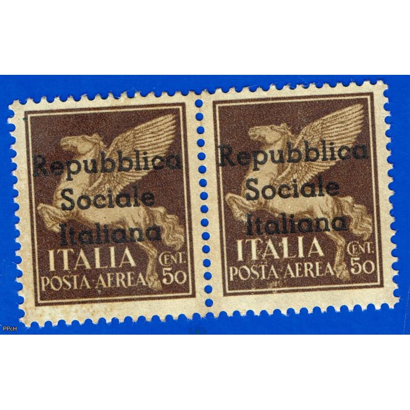 Emissione Teramo 1944 RSI - Posta Aerea 50 cent. coppia MNH